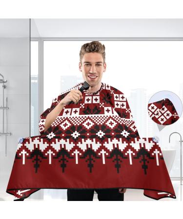 Waterproof Barber Cape - Vintage Geometric Red & Cheetah Haircut Bib for Men & Women | Unisex Hair Cutting Cape (8rp1a - Buy Online on GoSupps.com