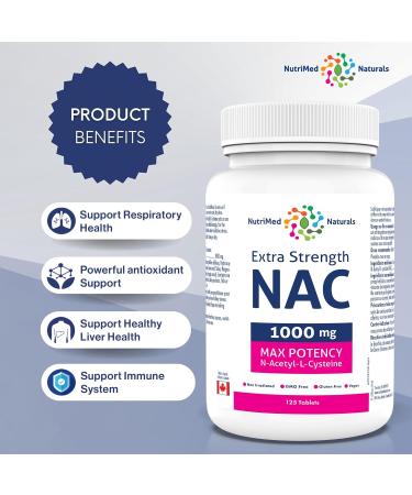 NAC 1000mg 125 Tablets - Support Lung and Liver Health - 3rd Party Tested - Formulated & Made in Canada - Buy Online on GoSupps.com