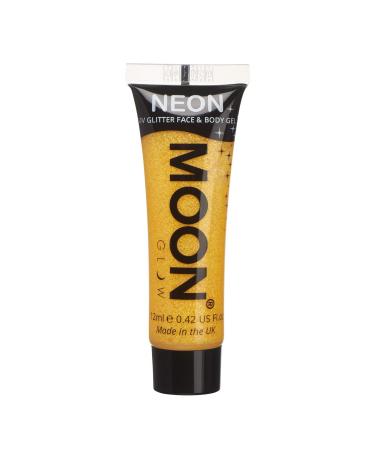 Moon Glow Neon UV Glitter Face and Body Gel 12ml Glitter Face Paint (Golden Yellow) Gold Yellow