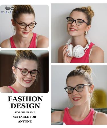 Eyekepper 4-Pack Blue Light Blocking Cateye Reading Glasses for Women +2.0 Strength - Stylish & Protective - Buy Online on GoSupps.com