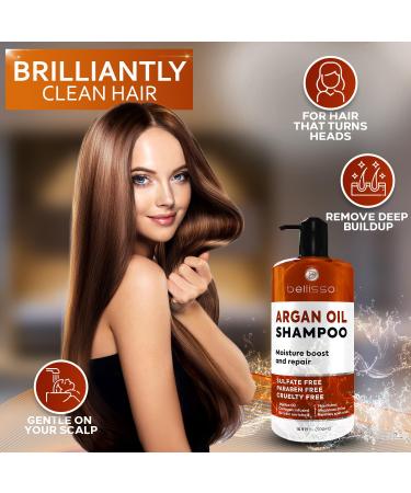 Buy Argan Oil Shampoo - Sulfate Free Paraben Free - Professional Moisturizing for All Hair Types - Hydrating Solution for Dry Wavy Curly & Color Treated Hair - Buy Online on GoSupps.com