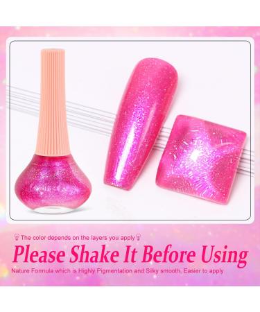 DouborQ Glitter Nail Polish Pinkish Glimmer Long-lasting Sequins Nail Art Varnish (07) Pearl Magenta-07 - Buy Online on GoSupps.com