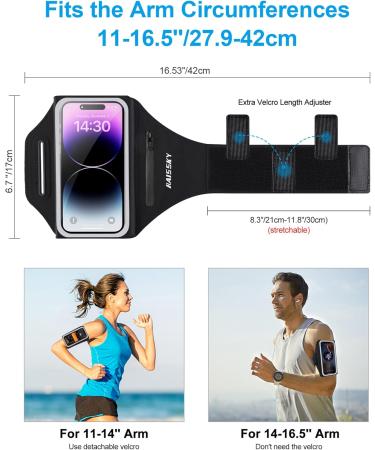 Waterproof Cell Phone Bag for Jogging | Adjustable Arm Strap for iPhone 15/14/13/12/11 Pro Max & Galaxy S23 Ultra - Black-B - Buy Online on GoSupps.com