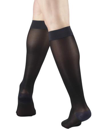 Truform Sheer Compression Stockings for Women | 15-20 mmHg Knee High | 20 Denier Charcoal Large - International Shipping Available - Buy Online on GoSupps.com