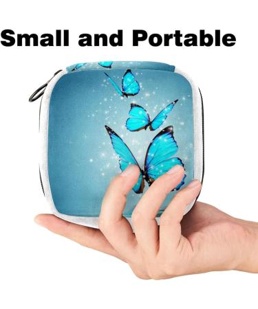 Water Blue Butterfly Sanitary Napkin Storage Bag | Period Tampon Makeup Pad Pouch - Buy Online on GoSupps.com