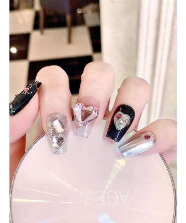 Handmade Wearing Armor Dark Pink Sweet Cool Style Nail Patch Water Diamond(Short S) - Buy Online on GoSupps.com