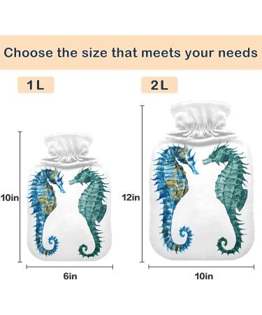 NAANLE Watercolor Heat Bottle with Seahorse Design - 2L Hot Water Bottle for Pain Relief & Warmth - Ideal for Bed Hands & Feet - International Shipping Available - Buy Online on GoSupps.com