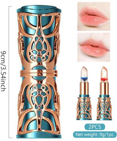 2 Pack Magic Color Changing Crystal Flower Jelly Lipstick - Long Lasting Nourishing & Moisturizing Lip Gloss - Buy Online on GoSupps.com