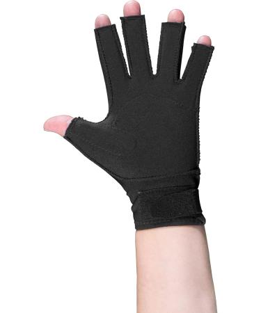 OTC Resting Splint Glove for Left Hand - Large 5 Finger Semi-Rigid Splints with Open Tips - Black - Buy Online on GoSupps.com