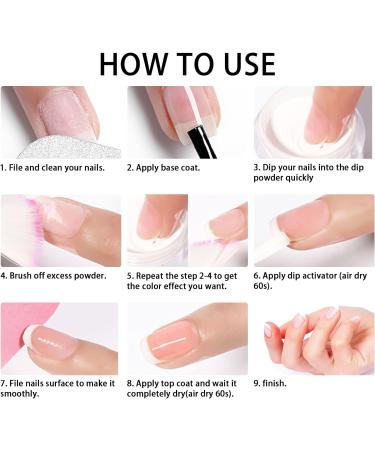 Lofuanna Dip Powder Nail Starter Kit - Glitter Set | 9Pcs Dip Powder Set for DIY French Nail Art Manicure | Base Top Coat Activator Included | No UV/LED Needed | Beginners Friendly - Buy Online on GoSupps.com