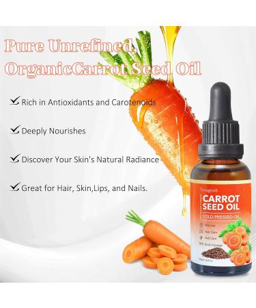 tovaginsh 3Pack Organic Carrot Seed Oil for Hair & Skin 100% Pure Natural Unrefined Duacus Carota Carrot Carrier Oil for Face and Lip Care Scalp & Body Massage - Buy Online on GoSupps.com
