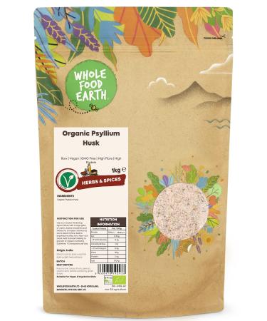 Wholefood Earth Organic Psyllium Husk 1kg Raw | Vegan | GMO Free | High Fibre | High Protein | Certified Organic