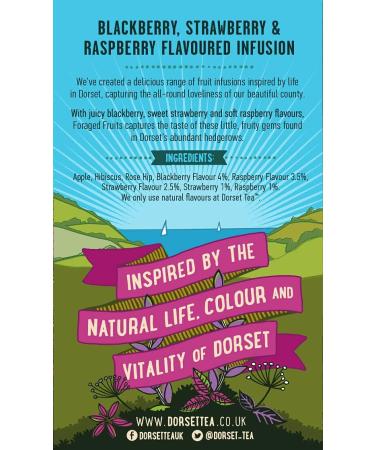 Dorset Tea Foraged Fruits Herbal Tea - 80 Fruit Tea Bags - Blackberry, Strawberry & Raspberry - Buy Online on GoSupps.com