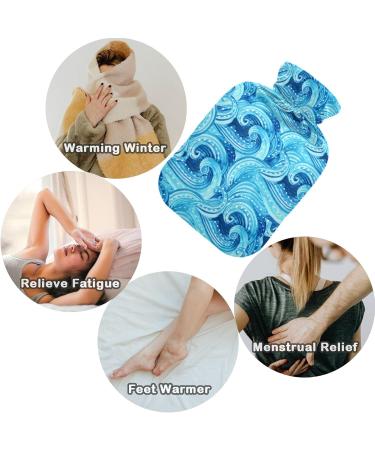 Naanle Watercolor Heat Bottle Ocean Waves Design | 1L Hot Water Bottle for Bed & Therapy | Ideal for Hand & Feet Relief | Convenient Transparent Bag Included - Buy Online on GoSupps.com