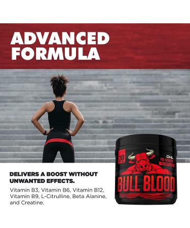 Bull Blood Ultimate Pre Workout Boost Energy, Focus, and Blood Flow with Powerful Nitric Oxide, Creatine, and Lion's Mane Effective Preworkout for Men and Women Naturally Enhance Muscle Size 30 Servings - Buy Online on GoSupps.com