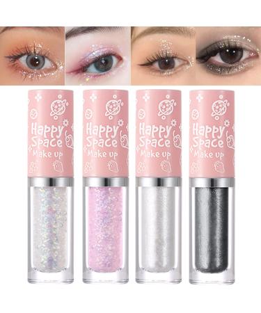 Erinde Liquid Glitter Eyeshadow Makeup  Shimmer Metallic Glitter Eye Shadow  Quick Drying  High Pigmented  Lightweight Water Texture Glitter Glue  Creates Korean Sparkly Eye Makeup  1238 4PCS