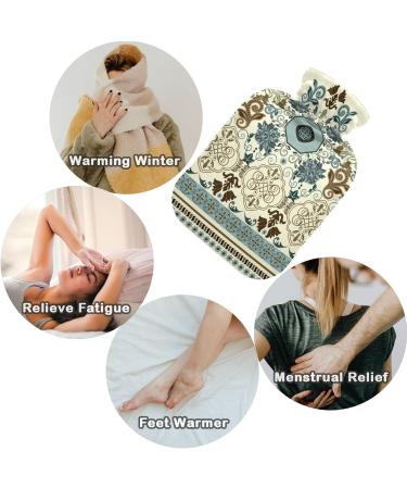 NAANLE Striped Boho Paisley Hot Water Bottle - 1L Transparent Heat & Cold Therapy for Bed Hand & Foot Pain Relief - Buy Online on GoSupps.com
