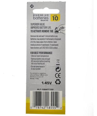 Buy Exell 2X 10pk 1.45V Hearing Aid Batteries - Zero Mercury Long Tab Easy to Insert | Replaces VT10 XL10 & More - Fast International Shipping - Buy Online on GoSupps.com