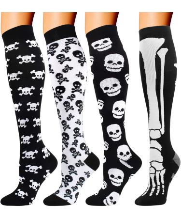 Dreshow 4 pairs of compression stockings for women and men blood circulation best support for sporty running cycling travel 4 pairs set-16 l-xl