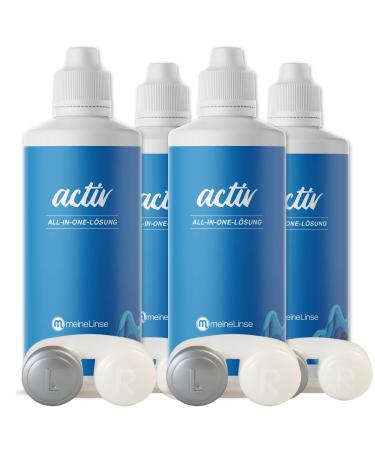 Contact lenses FLUESTIVE with hyaluron for weekly and monthly lenses Meinelinse Activ All in One (formerly Oculsoft)- 4 bottles all in one combination solution 380ml contact lens fluid with 4 containers