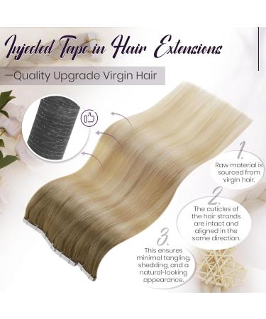Buy Laavoo 50cm Brown Ombre Tape-In Hair Extensions - Real Virgin Hair #8/27/60 - Seamless Light Brown Balayage - 5pcs 12.5g - Buy Online on GoSupps.com
