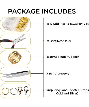 Anzlah 1200 pcs Gold & Silver Jump Rings & Lobster Clasps Fixing Kit with Pliers & Tweezers - O Rings for Jewelry Making - Buy Online on GoSupps.com