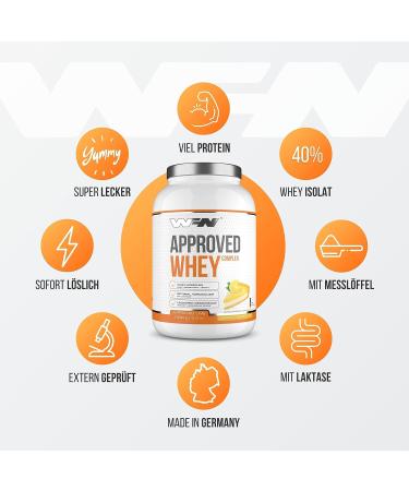 WFN Approved Whey Protein Powder - Lemon Cheesecake Flavor (2x 1kg) - High Solubility Whey Protein Isolate & Lactase - 66 Portions - Made in Germany - Lab Tested Quality - Buy Online on GoSupps.com