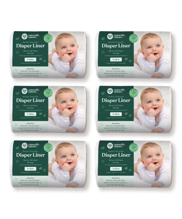 Naturally Natures Bamboo Disposable Diaper Liners (6PK) 600 Sheets Gentle and Soft, Chlorine and Dye-Free, Unscented, Biodegradable Inserts (Set of 6) 600 Liners