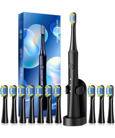 Sonic Electric Toothbrush for Adults with Holder and 10 Brush Heads Rechargeable Sonic Toothbrush Fast 2 Hr Charge Last 35 Days 40000 VPM and 3 Modes