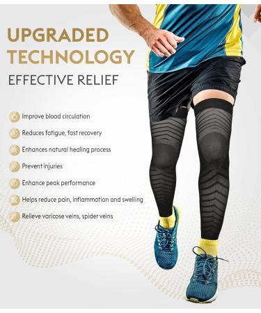 MGANG Full Leg Compression Sleeves for Men & Women | 20-30mmHg Thigh High Support Stockings for Pain Swelling & Varicose Veins | XXL Black | Ideal for Running & Sports - Buy Online on GoSupps.com