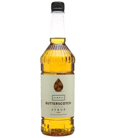 Simply Butterscotch Syrup Vegan & Nut Free Flavoured Syrup for Coffee Cocktails & Baking (1 Litre) Single Butterscotch 1 l (Pack of 1)