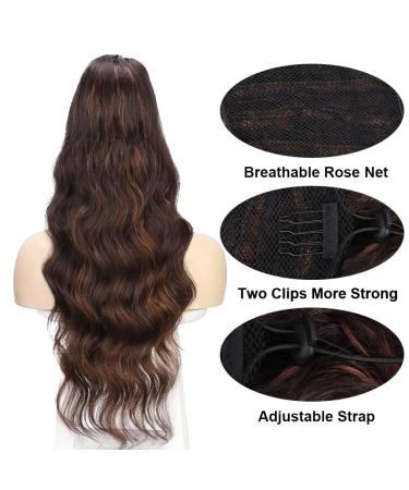 Wavy Ponytail Extensions for Women - Synthetic Clip-On Body Wave & Curly Hairpiece (430) - Buy Online on GoSupps.com