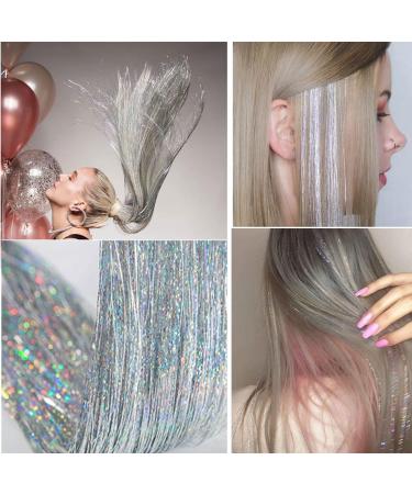 Silver Fairy Hair Tinsel 600 Strands | Heat Resistant Extensions for Christmas & New Year Party - Buy Online on GoSupps.com