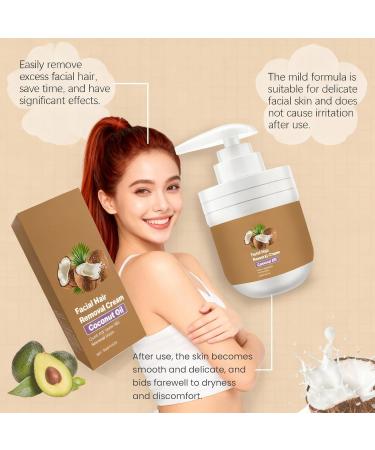Cr me D pilatoire Visage l Huile de Noix de Coco Cr me d pilation Douce pour L vre Sup rieure et Menton limine les Poils Sans Irritation Soin Apaisant pour Peaux Sensibles Femmes et Hommes (2pc) - Buy Online on GoSupps.com