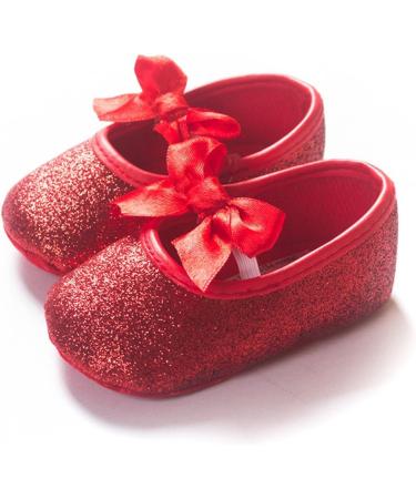 RVROVIC Baby Girl Moccasins | Soft Sole Princess Sparkly Shoes 0-6 Months | Red Infant Prewalker - Buy Online on GoSupps.com