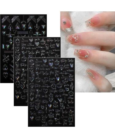 JMEOWIO 12 Sheets Flower Aurora Nail Art Stickers Decals Self-Adhesive Floral Colorful Nail Supplies Nail Art Design Decoration Accessories - Buy Online on GoSupps.com