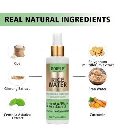 7.14 FL OZ Rice Water For Hair Growth All Natural Vegan Leave in Rice Water Spray Hair Care Products for Woman & Men Rice Water Hair Growth Spray Hair Mist For Dry Frizzy Weak Damaged Hair - Buy Online on GoSupps.com