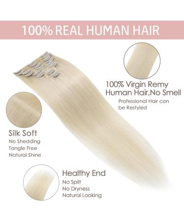 Silk-co Real Hair Extensions Hair Extensions Clip in Human Hair (8inches-45g #60 Platinum Blonde) 8pieces Straight -Basic Thickness-Thin Weft- Remy Hair Extensions 8 Inch #60 Platinum Blonde - Buy Online on GoSupps.com