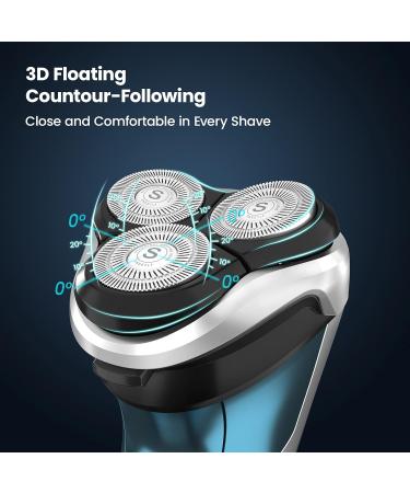 SweetLF Electric Shaver Razor Men Wet Dry Rotary Shavers for Men Electric Shaving Razors with Pop-up Trimmer Blue - Buy Online on GoSupps.com