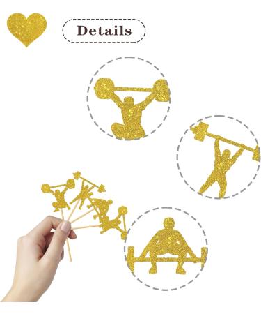 MonMon & Craft Weight Lifting Cupcake Toppers/Muscle Men Fitness Sport Theme Cupcake Decor/Health Fitness Party Fitness Instructor Birthday Party Cupcake Decorations - 24 Pcs Gold Glitter - Buy Online on GoSupps.com