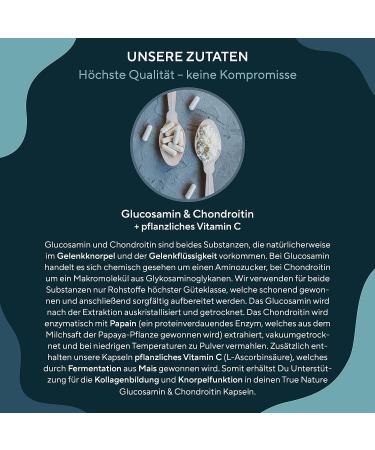 True Nature Glucosamine Chondroitin High-Dose - 360 Capsules (6-Month Supply) with Vitamin C - Pharmaceutical Quality Made in Germany - Buy Online on GoSupps.com