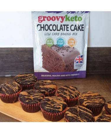 Groovy Keto Chocolate Cake / Cupcake Mix | Low Carb | Keto Friendly | Sugar Free | Only 1g Net Carbs Per slice | Keto Baking Mix Diabetic Friendly - 260g Pouch Chocolate 260 g (Pack of 1) - Buy Online on GoSupps.com
