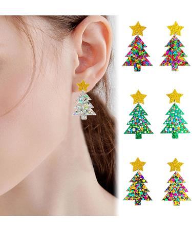 Feyley Earrings | Delicate Christmas Tree Sequin Drop Earrings | 2023 Trendy Vintage Jewelry for Girls & Ladies Gifts - Buy Online on GoSupps.com