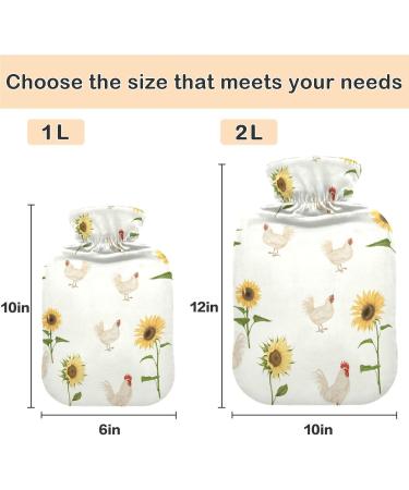 NAANLE 1L Hot Water Bottle with Sunflower Tap | Cozy Cover for Heat & Cold Therapy | Pain Relief for Bed Hands & Feet - Buy Online on GoSupps.com