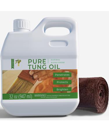 Godora 32 oz Pure Tung Oil for Wood Finishing, Tung Oil for Indoor & Outdoor Favored by Craftsmen, Waterproof Pure Tung Oil for Wood Products, Perfect Food Safety Tung Oil for Furniture & Countertops