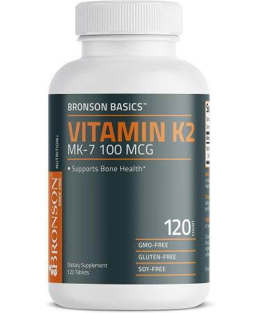 Bronson Vitamin K2 MK-7 100 MCG 1 Year Supply - Bone Support - Non-GMO - 120 Tablets - Buy Online on GoSupps.com