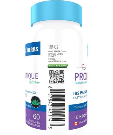 Probiotic Bacillus Coagulans IBS Management Premium Grade Lactospore -Vegan High Survivability in Gut Shelf Stable 60 caps - Buy Online on GoSupps.com