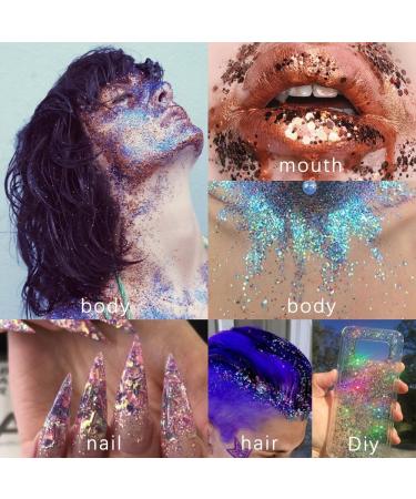 Gl-Turelifes Face Body Glitter Gel Sequins for Eyes Lips Hair Nail Face and Body - Mermaid Flakes Chunky Glitter Festival Accessory 30ml (#06 Red) - Buy Online on GoSupps.com