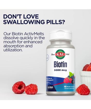 Kal 5000 Mcg Biotin Tablets Mixed Berry 100 ct - Hair, Skin & Nail Health - Buy Online on GoSupps.com