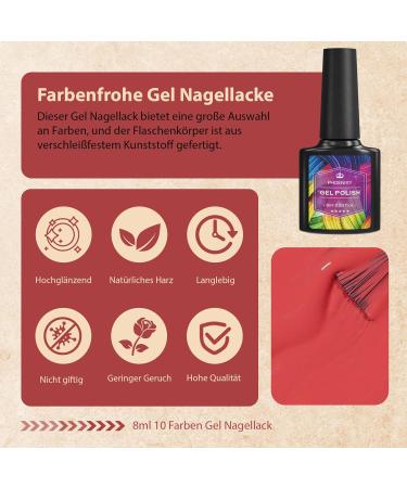 Phoenixy UV Gel Nail Polish Set - 10 Color DIY Starter Kit with 36W LED Nail Lamp | At-Home Gel Nail Art - Buy Online on GoSupps.com